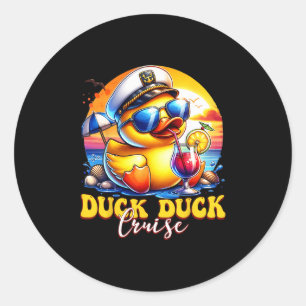 Duck Duck Cruise Funny Family Cruising Matching Gr Classic Round Sticker