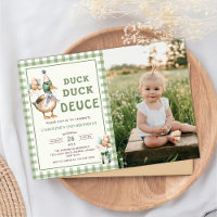 Duck Duck Deuce Balloon 2nd Birthday Invitation