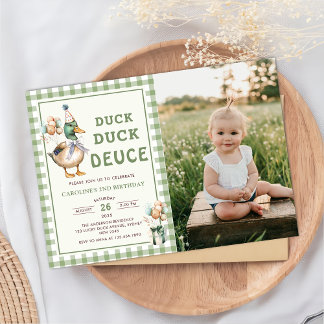 Duck Duck Deuce Balloon 2nd Birthday Invitation