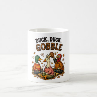 Duck, Duck, Gobble Thanksgiving Design Coffee Mug
