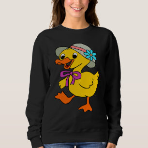 DUCK DUCKLING HAT RIBBON EASTER DUCK GOOSE BIRD SWEATSHIRT