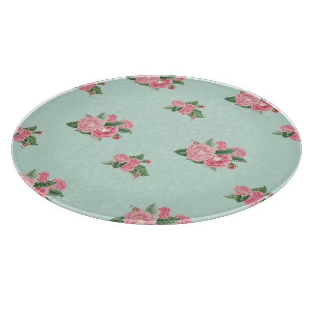 Duck egg blue floral cutting board (Corner)