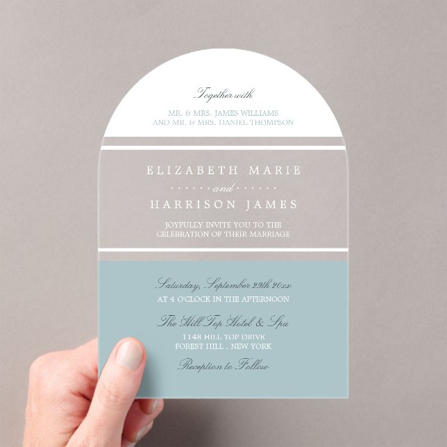 Duck Egg Blue Modern Wedding Acrylic Invitations (Insitu (Handheld))