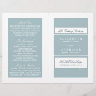 Duck Egg Blue Modern Wedding Bi-fold Program