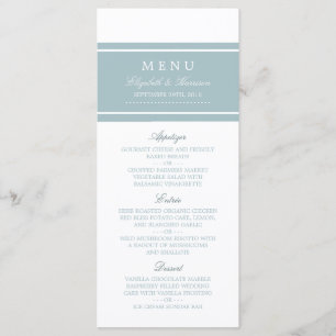 Duck Egg Blue Modern Wedding Menu