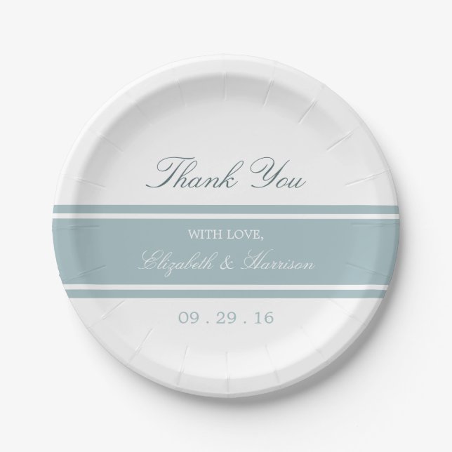 Duck Egg Blue Modern Wedding Paper Plate (Front)
