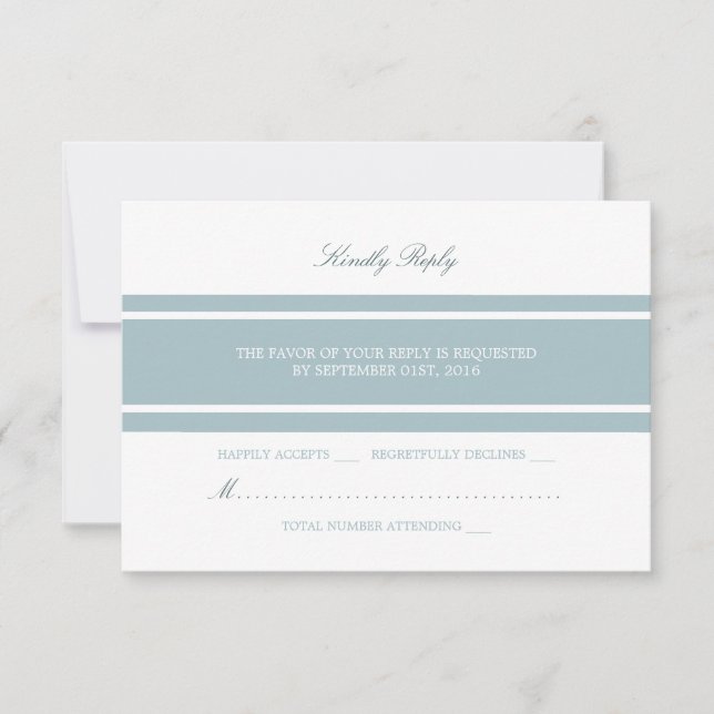 Duck Egg Blue Modern Wedding RSVP (Front)