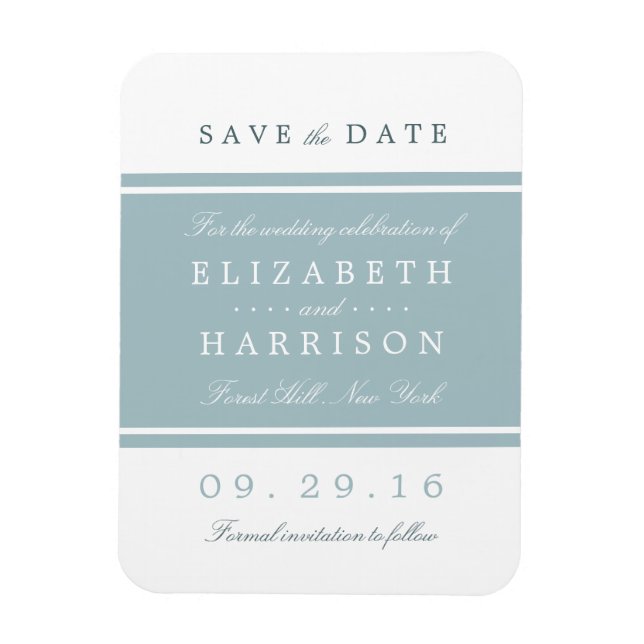 Duck Egg Blue Modern Wedding Save The Date Magnet (Vertical)