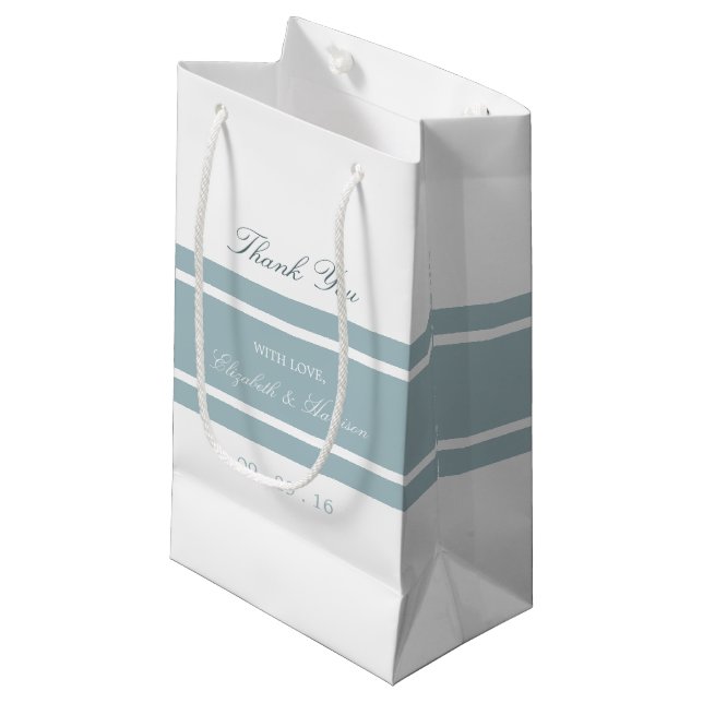 Duck Egg Blue Modern Wedding Small Gift Bag (Front Angled)