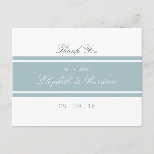 Duck Egg Blue Modern Wedding Thank You Postcard (Front)