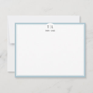 Duck Egg Blue Monogram Initials Couple Custom Card