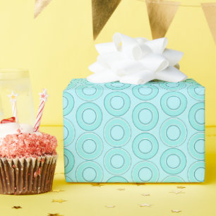 Duck Egg Blue Retro Doughnuts  Wrapping Paper