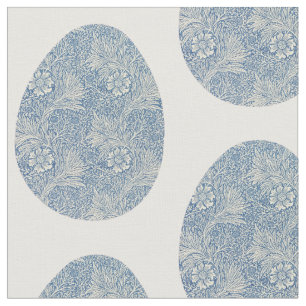 Duck Egg Blue Traditional Greenery Floral Pattern Fabric