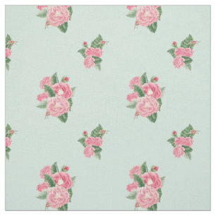 Duck egg floral fabric