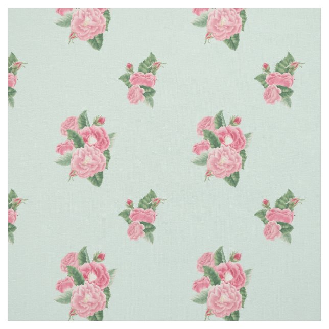 Duck egg floral fabric (Swatch)