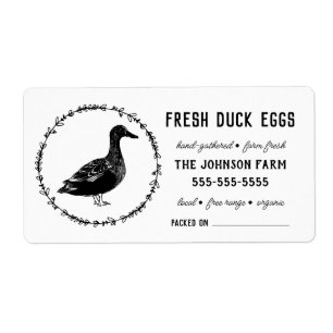 Duck Eggs Vintage Farm Name Black & White Label