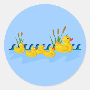 Duck Family Classic Round Sticker