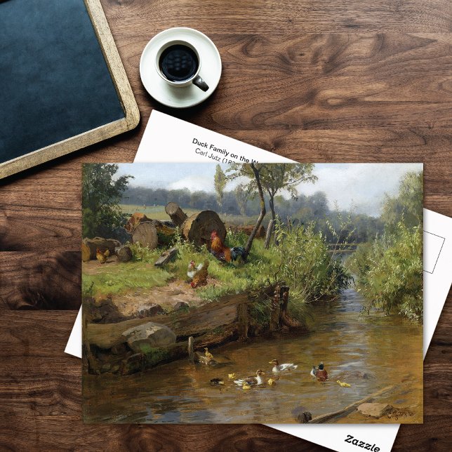 Duck Family on the Weir Carl Jutz Postcard (Creator Uploaded)