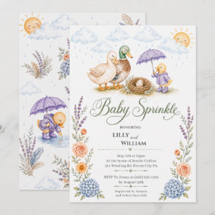 Duck Family One Sibling Baby Sprinkle Invitation