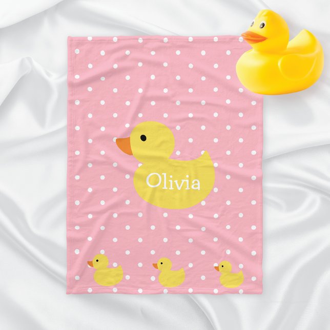 Duck Family Polka Dots Monogram Baby Fleece Blanket (Creator Uploaded)