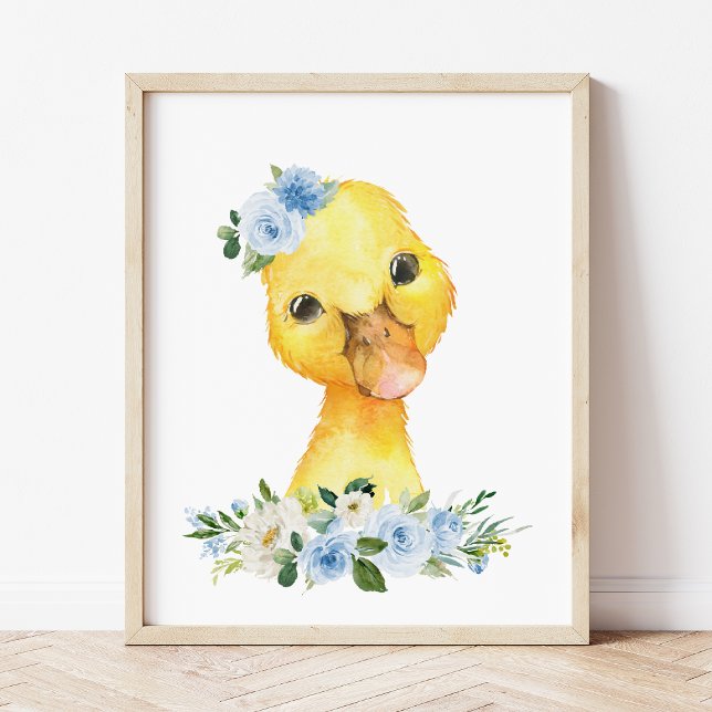 Duck, Farm Animals, Blue Flowers, Boy Nursery Photo Print (Creator Uploaded)