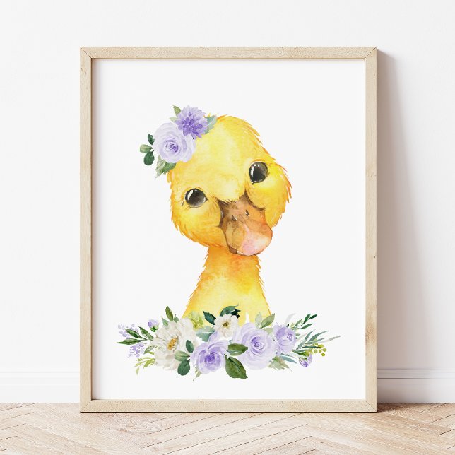 Duck, Farm Animals, Purple Flowers, Gender Neutral Poster (Creator Uploaded)