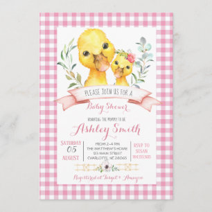 duck farm baby shower invitation pink girl