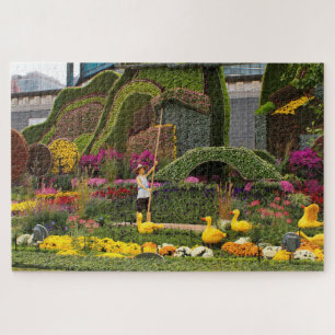Duck farmer floral display, Beijing, China Jigsaw Puzzle