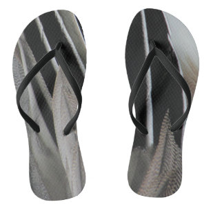Duck Feather Photo Modern Black Grey Stripes Jandals