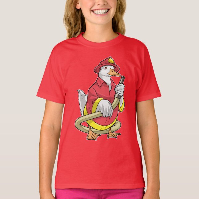 Duck Firefighter Fire hose Fire department T-Shirt (Front)