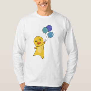 Duck Flies With Balloons Sweet Animals For T-Shirt