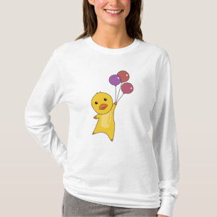 Duck Flies With Balloons Sweet Animals For T-Shirt