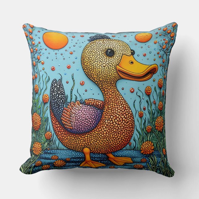🦆 Duck Floral Throw Pillow Nature Home Decor 🌸✨ (Front)
