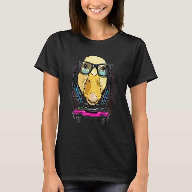 Duck Gamer Pc Computer Video Game  Streaming Gamin T-Shirt (Front)