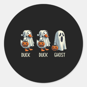 Duck Ghost Pun Trunk Or Treat Trick Or Treat Funny Classic Round Sticker