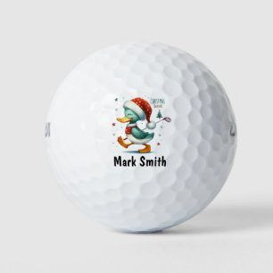Duck golfer Christmas Themed  Golf Balls