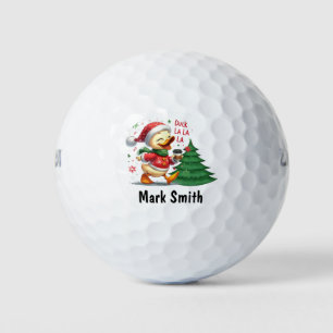 Duck golfer is golfing golf balls