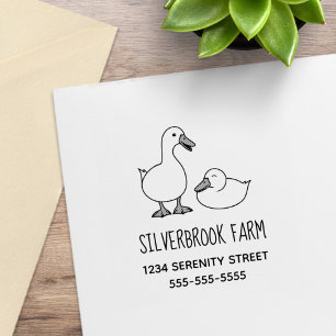 Duck Goose Farm Address 2 Rubber Stamp