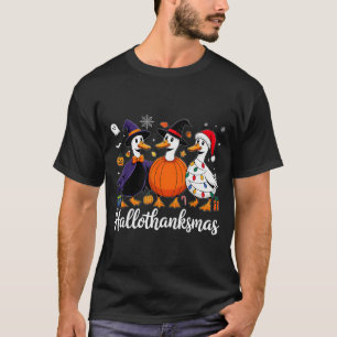 Duck Halloween Thanksgiving Christmas Happy Hallot T-Shirt