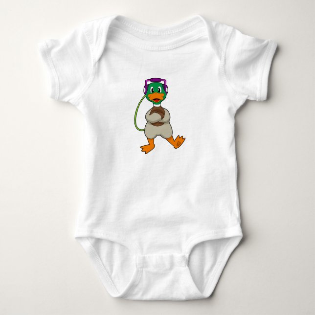 Duck Headphone Music Baby Bodysuit (Front)