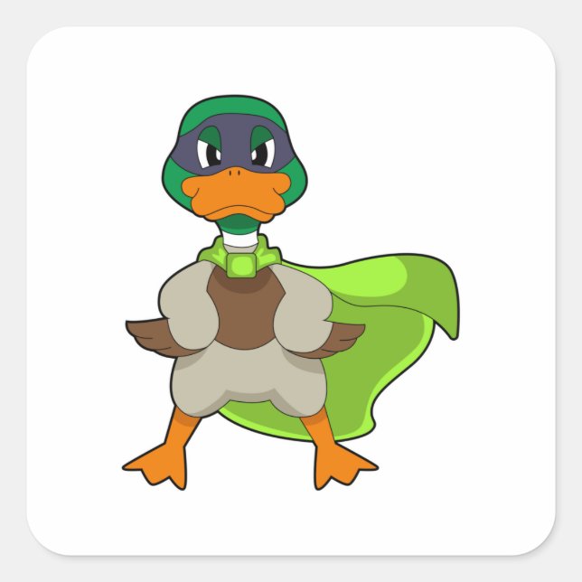 Duck Hero Cape Square Sticker (Front)
