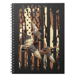 Duck Hunt American Flag Waterfowl Bottomland Camo Notebook
