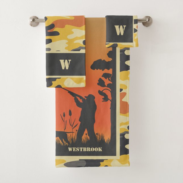 Duck Hunter and Camo Bath Towel Set (Insitu)