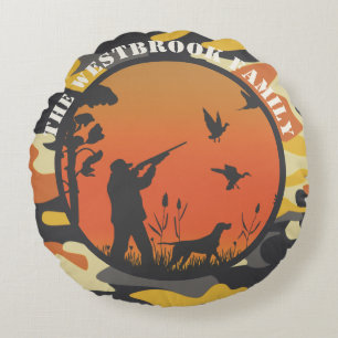 Duck Hunter and Camo Round Cushion