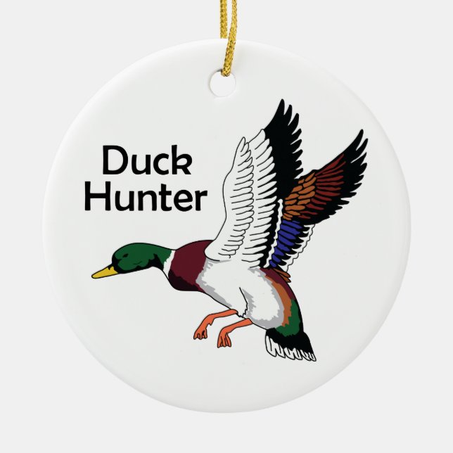 Duck Hunter Ceramic Tree Decoration (Front)