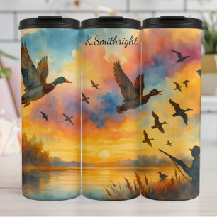 Duck Hunter Sunset Sky Flight Thermal Tumbler