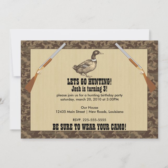 Duck Hunting Birthday Invitation (Front)