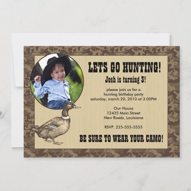 Duck Hunting Birthday Invitation (Front)