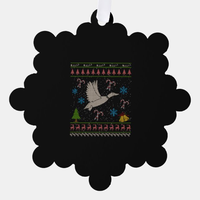 Duck Hunting Christmas Ugly Sweater Duck Hunter Tree Decoration Card (Front)