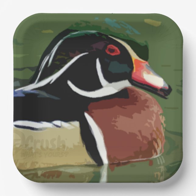 Duck Hunting Décor, Wood Duck Paper Plate (Front)